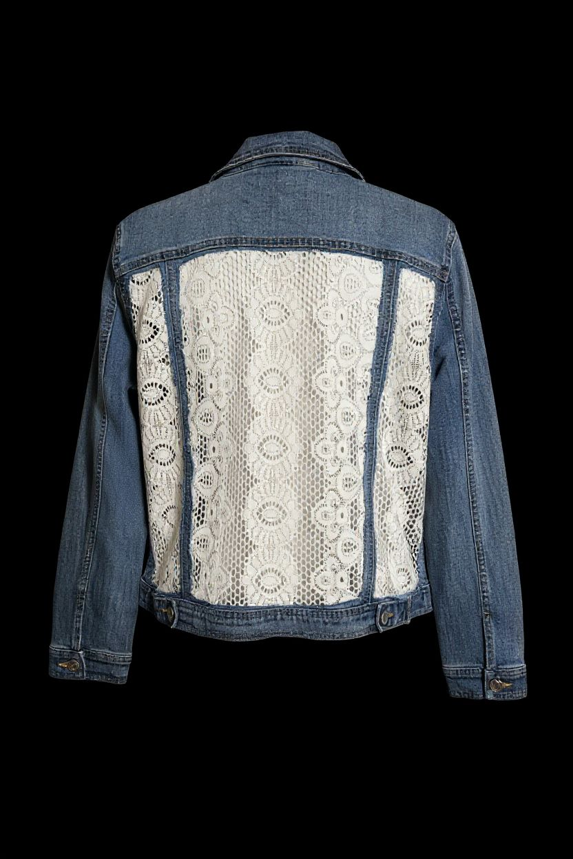 Lace insert demin jacket